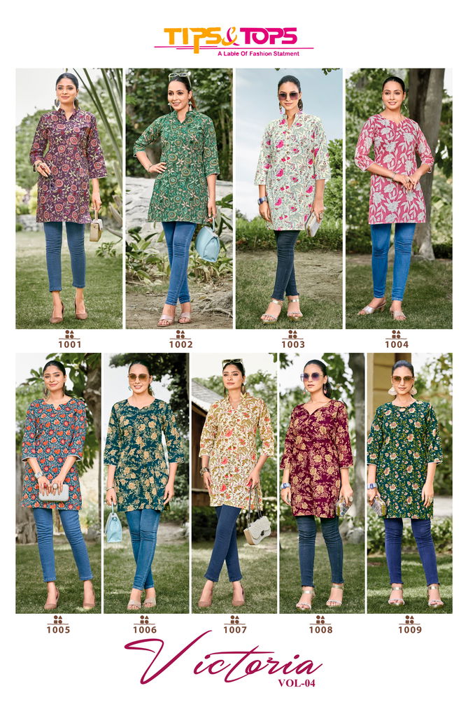 Victoria Vol 04 By Tips And Tops Printed Cotton Ladies Top Wholesale online